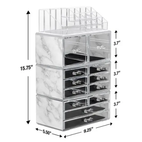 Sorbus Cosmetic Makeup and Jewelry Storage Case Display Organizer - Spacious Design - Great for Bathroom, Dresser, Vanity and Countertop (Marble) image {5}