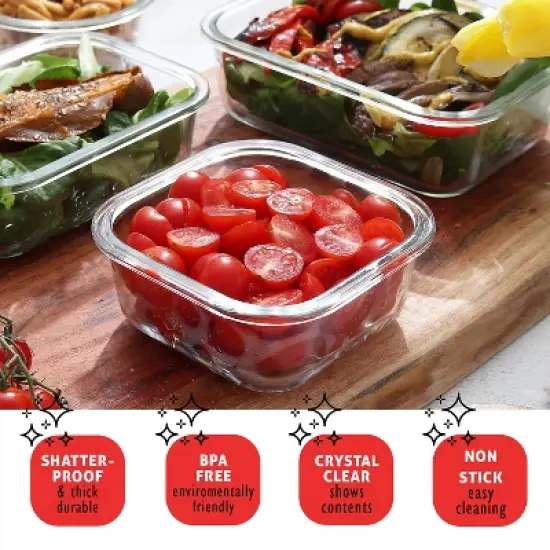JoyTable Glass Food Storage Containers with Lids, Airtight Glass Meal Prep Containers, Reusable Glass Containers with Leakproof Snap Lock Lids image {2}