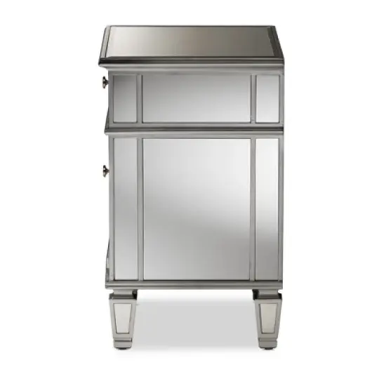 Sussie Hollywood Regency Glamour Style Mirrored 2 - Drawer Nightstand - Baxton Studio image {3}