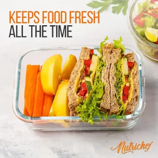 NutriChef 10-Piece High Borosilicate Glass Food Storage Containers Set (NCCLX5R9.5) image {5}