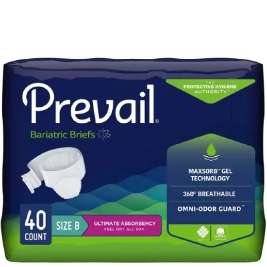 Prevail Bariatric Adult Incontinence Brief Bariatric Size B Heavy Absorbency Bariatric, PV-094, Ultimate, 40 Ct image {1}