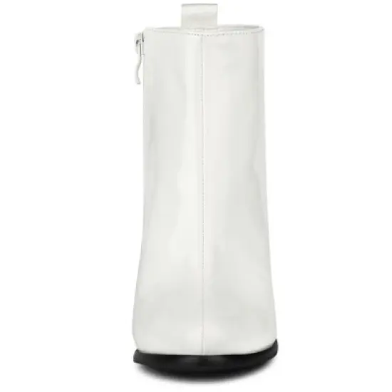 Allegra K Women's Round Toe Zipper Chunky Heels Ankle Boots image {2}