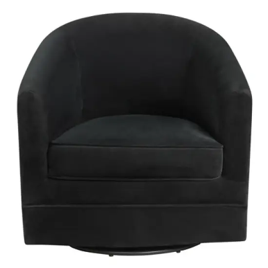 Costway Modern Swivel Barrel Chair Upholstered Velvet Armchair with Metal Base image {7}