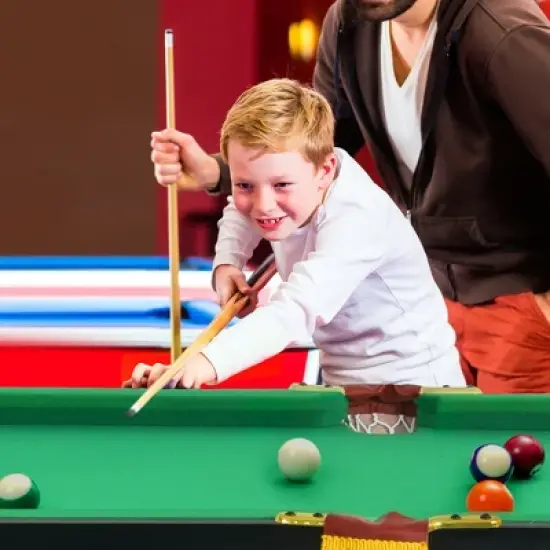 Costway 47" Folding Billiard Table Pool Game Table Indoor Kids w/ Cues Brush Chalk Green image {2}