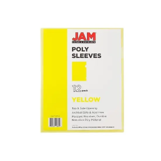 JAM Paper Plastic Sleeves 9" x 12" Yellow 12/Pack 2226316991 image {2}