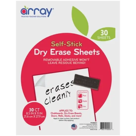 Array&reg; Dry Erase Sheets, Self-Adhesive, White, 8-1/2" x 11", 30 Sheets image {4}