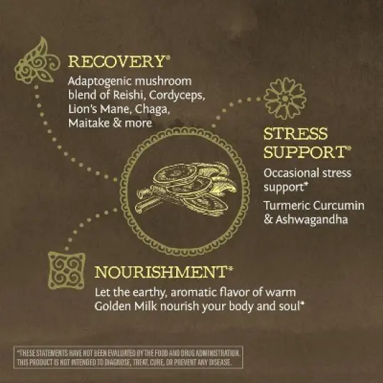 Organic Golden Milk Powder, Ashwaghanda & Turmeric Curcumin for Relaxation and Body Nourishment, Sunwarrior, 90g pouch (30 srv) image {6}