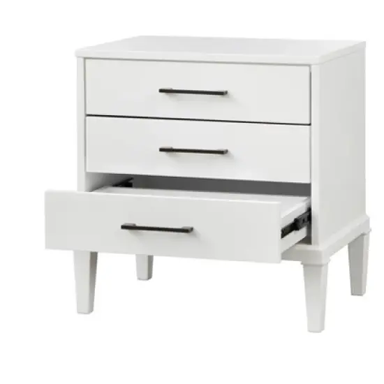 Sussex 3 Drawer Nightstand White - Lifestorey image {4}