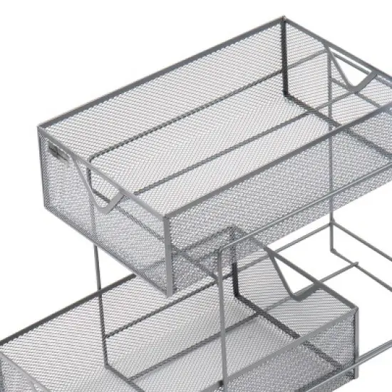 Mind Reader Stackable Paper Tray, Desktop Organizer, File Storage, Office, Metal Mesh, 10.5"L x 13.25"W x 7.5"H, 2 Pcs, Silver image {5}