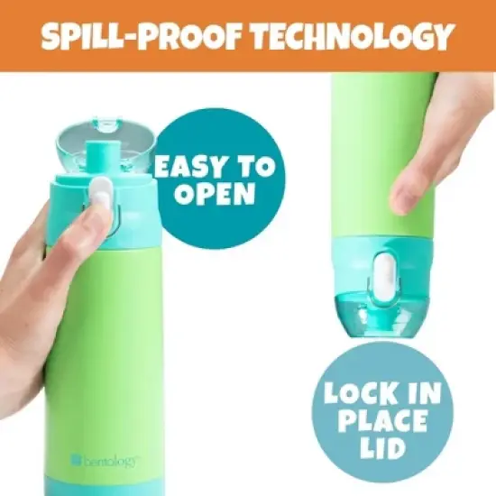 Green Water Bottle For Kids Back to School - Stainless Steel 13oz Reusable - Keep Liquids Hot or Cold For Hours- Easily Fit in Lunch Boxes & Bags image {1}