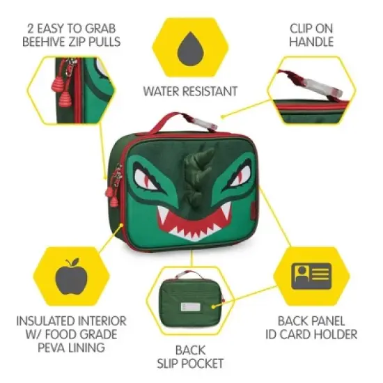 Bixbee Dino Lunchbox - Kids Lunch Box, Insulated Lunch Bag for Girls and Boys, Lunch Boxes Kids for School, Small Lunch Tote for Toddlers image {3}