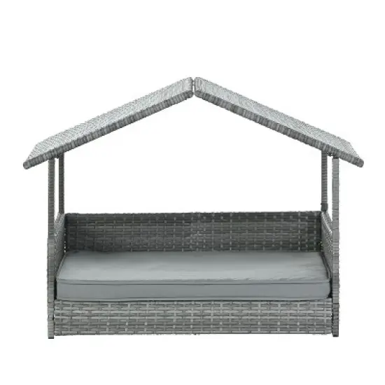 Dog Bed, Pet Bed, Pet Enclosures, Pet Outdoor Furniture, Pet Patio Furniture, Seasonal PE Wicker Pet Furniture, Dog Bed With Canopy image {3}