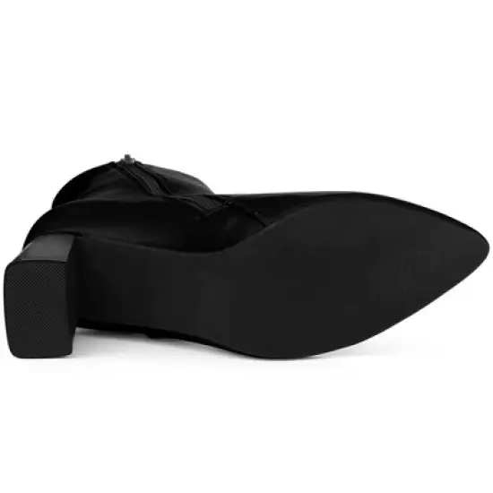 Perphy Women's Pointed Toe Zipper Block Heels Ankle Boots image {4}