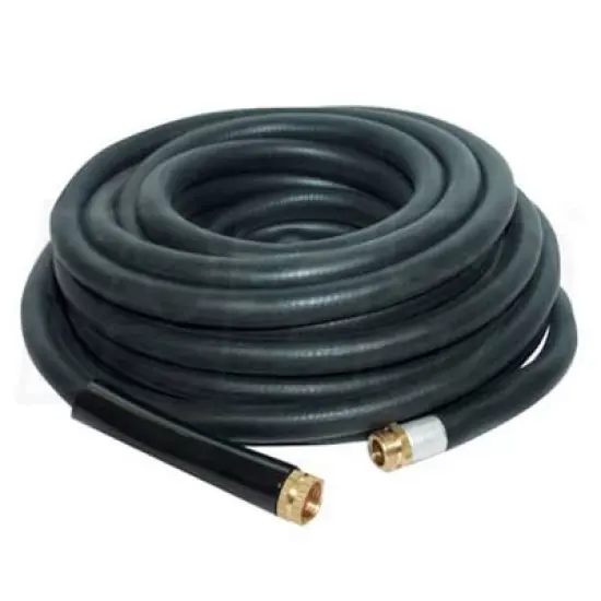 Apache 98108806 75 Foot Industrial Rubber Garden Water Hose with Heavy Duty MGHT x FGHT Brass Fittings and 1 Bend Restrictor, Black (4 Pack) image {1}