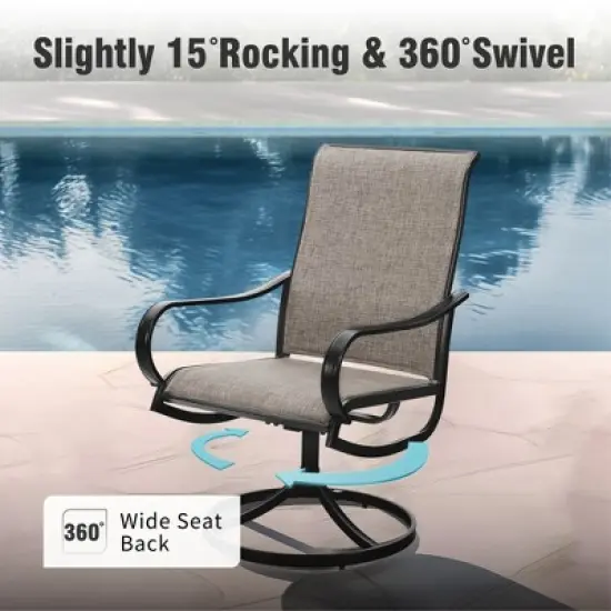 Captiva Designs Outdoor Dining Breathable Quick-dry Sling Steel Chairs with 360 Degree Swivel image {14}
