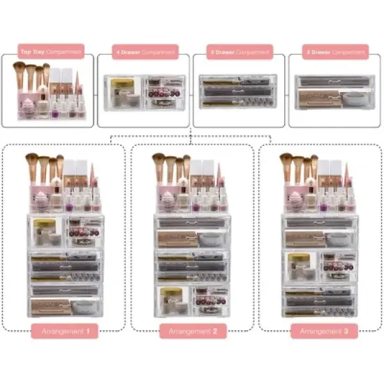 Sorbus 4-piece Makeup and Jewelry Storage Case Display - Spacious Design - Great for Bathroom, Dresser, Vanity and Countertop image {3}