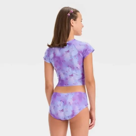 Girls' 'Sweet Flutter' Tie-Dye Rash Guard Set - art class&trade; Violet image {3}