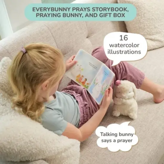 Tickle & Main Everybunny Prays, Baby and Toddler Gift Set with Praying Musical Bunny and Book in Box - Girls, Pink, 7 Inches image {1}