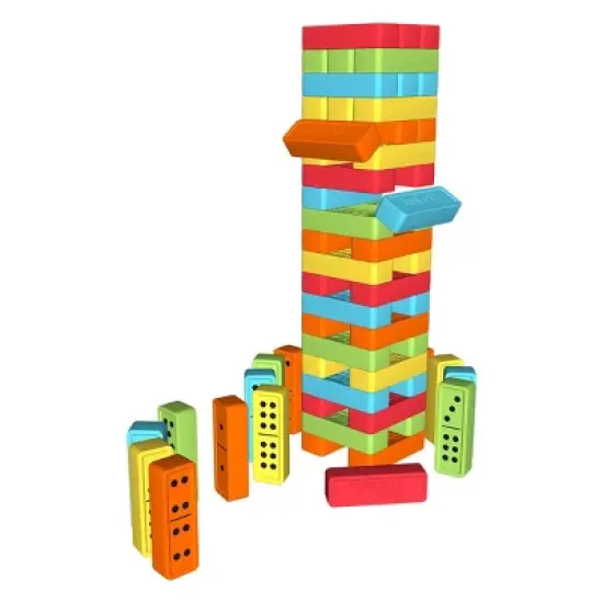 Waloo Sports Jumbo Reversible Tumbling Tower & Dominoes - 50pc Set image {1}