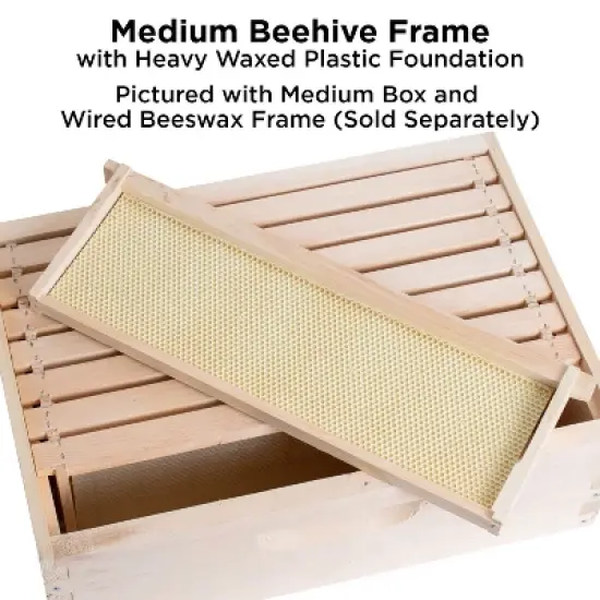 Lehman's Beekeeping Beehive Frame, Waxed Plastic Foundation, Medium Assembled Honey Bee Hive, Amish Made Set of 8 image {3}