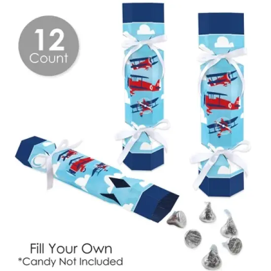 Big Dot of Happiness Taking Flight - Airplane - No Snap Vintage Plane Baby Shower or Birthday Party Table Favors - DIY Cracker Boxes - Set of 12 image {2}