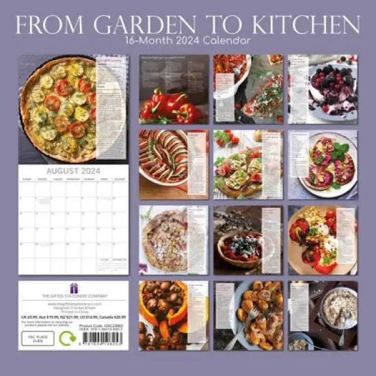 The Gifted Stationery 2024 Square Wall Calendar, From Garden to Kitchen, 16-Month Food Theme with 180 Reminder Stickers (12x12 In) image {3}