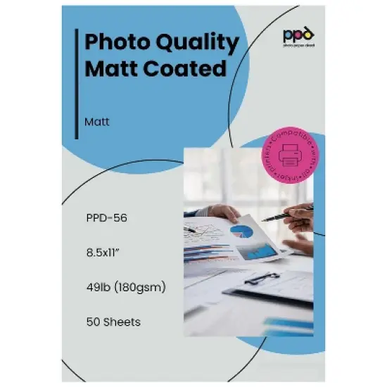 PPD Matte Photo Paper 8.5x11 100 sheets 180 gsm for Inkjet Printers image {7}