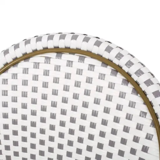 Christopher Knight Home Elize 4pk Outdoor French Cafe Chairs - Gray/White/Bamboo image {8}