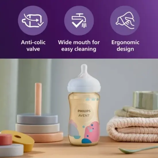 Philips Avent PPSU Natural Baby Bottles with Medium Flow Nipples - Flow 3 - 9oz/2pk image {8}