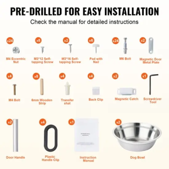 VEVOR Pet Feeding Station with 2 Stainless Steel Bowls, Elevated Dog Bowls with Storage, Dog Food Storage and Feeder Station with Storage Cabinet image {4}