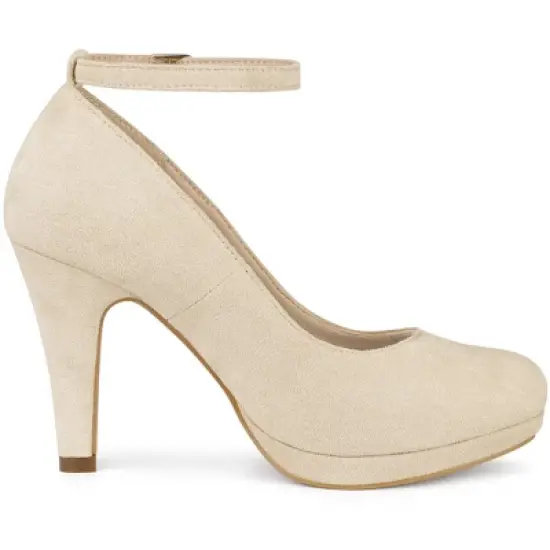 Perphy Mary Jane Pump Ankle Strap Round Toe Stiletto Heels Pumps for Women image {5}