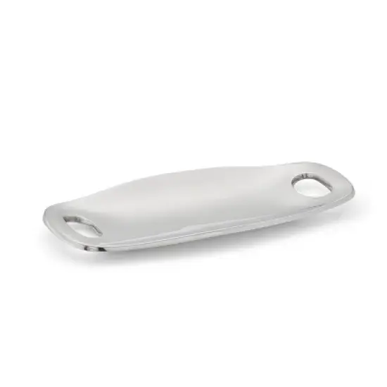 Nambe Pebble Alloy Metal Handled Serving Tray, Silver image {2}