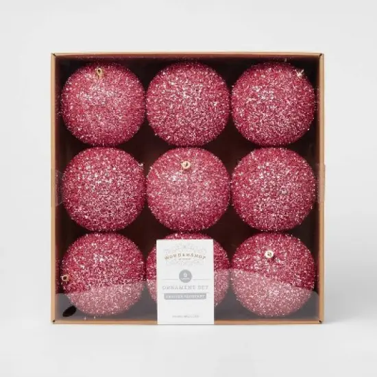 9pc Tinsel Ball Christmas Tree Ornament Set - Wondershop&trade; image {2}
