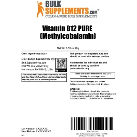 BulkSupplements Vitamin B12 (Pure Methylcobalamin) Powder image {1}