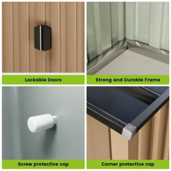 Metal Garden Shed,Outdoor Storage Shed, Outdoor Metal Utility Tool Storage Shed with Door Lock, Waterproof Roofs, for Garden Patio，Brown image {3}