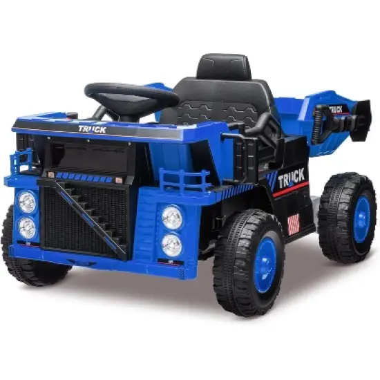 12V Kids Ride-On Dump Truck, RC Electric Construction Vehicle w/Dump Bed & Shovel, 4-Wheel Shock Absorption, for Boys & Girls image {6}