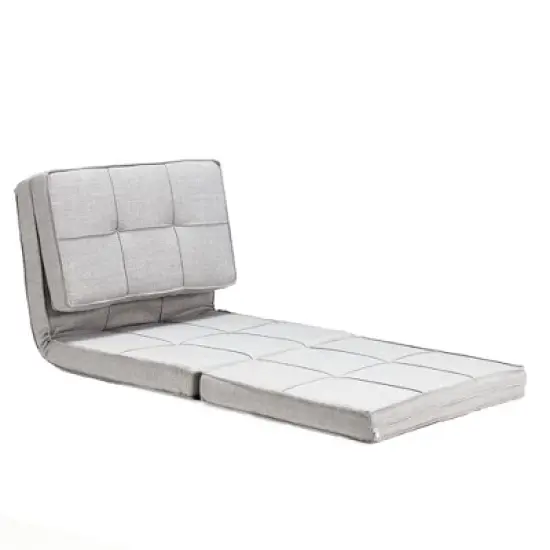 JOMEED 5 Position Adjustable Space Saving Convertible Flip Sleeper Chair Lounger with Rubber Feet for Apartments, Dorms, Bedrooms, and More, Gray image {2}