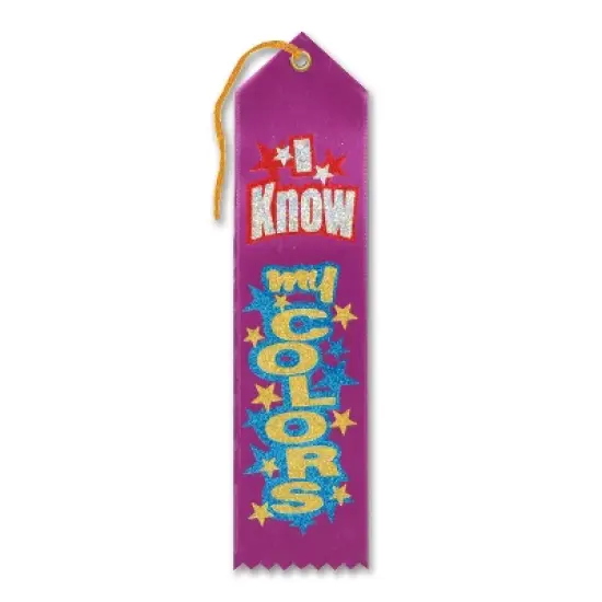 Beistle I Know My Colors Award Ribbon, 2" x 8", (6/Pkg) Multicolored image {1}