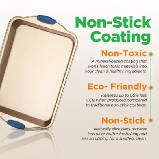 NutriChef 8-Piece Nonstick Bakeware Set with Blue Silicone Handles - Gold Coating image {5}