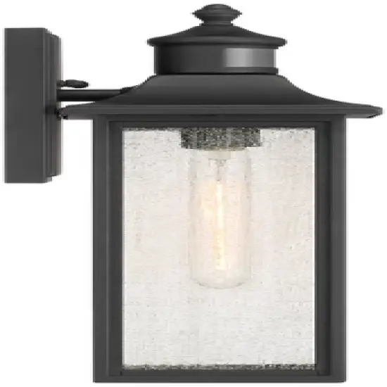 John Timberland Mission Outdoor Wall Light Fixtures Set of 2 Black Motion Sensor 16 1/2" Seeded Glass for Post Exterior Barn Deck image {5}