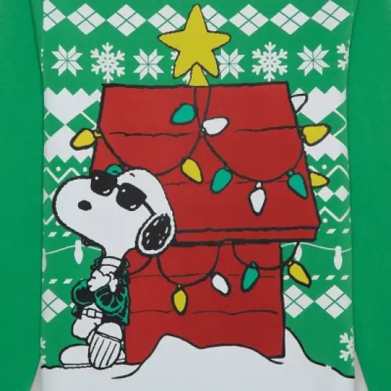 Men's Peanuts Snoopy Graphic Pullover Sweatshirt - Green - Christmas image {2}