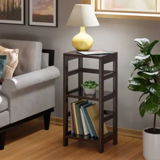 29.21" 2 Tier Leo Shelf Storage or Bookshelf Narrow Espresso Finish - Winsome image {7}