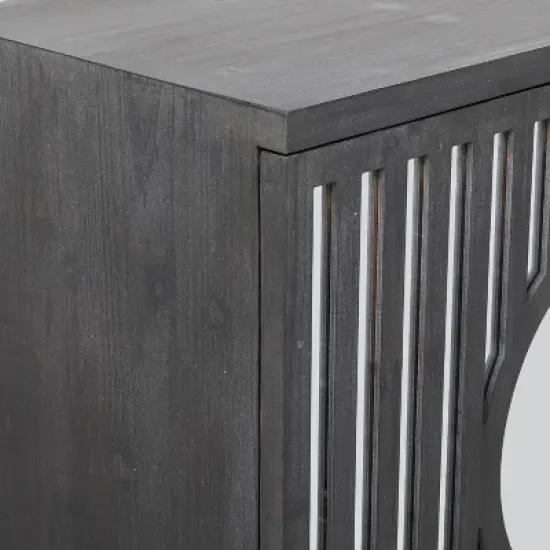 Art Deco Contemporary Mirrored Wood Cabinet Black - Olivia & May image {4}