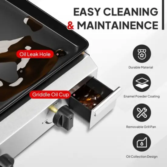 ROVSUN 4 Burner Portable Propane Griddle, 40000 BTU Rolling Flat Top Gas Grill with Electronic Ignition & Regulator for Outdoor Camping BBQ Tailgating image {4}