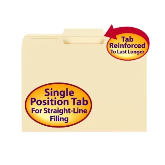 Smead File Folder, Reinforced 1/3-Cut Tab Center Position, Letter Size, Manila, 100 Per Box (10336) image {5}