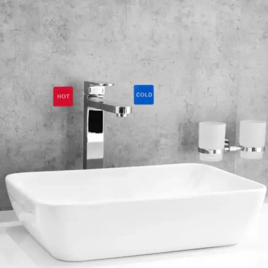 Unique Bargains Acrylic Decor Faucets Sinks Self Stick Hot/Cold Water Label image {3}