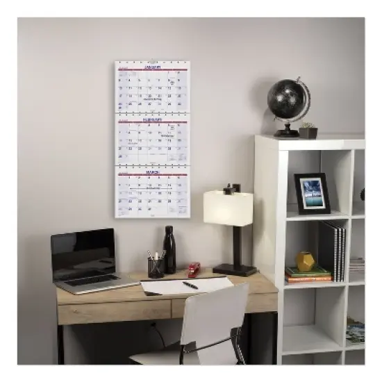 Move-A-Page Three-Month Wall Calendar, 12 x 27, White/Red/Blue Sheets, 15-Month: Dec 2025 to Feb 2027 image {3}