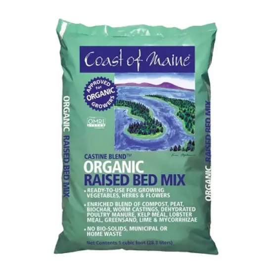 Coast of Maine Castine Blend Organic Raised Bed and Soil Mix with All Natural Ingredients for Vegetables, Herbs, and Flowers, 1 Cubic Feet (2 Pack) image {1}