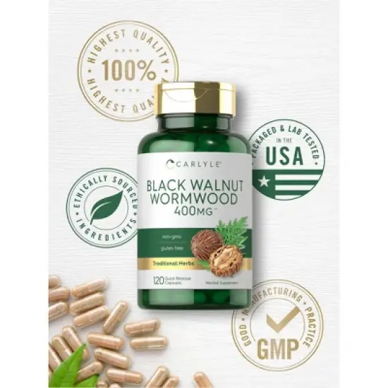 Carlyle Black Walnut Wormwood 400mg | 120 Capsules image {4}