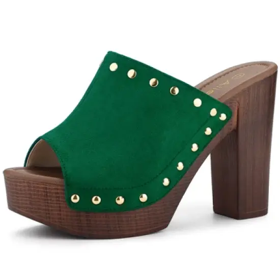 Allegra K Women's Open Toe Platform Block Slides Heel image {14}